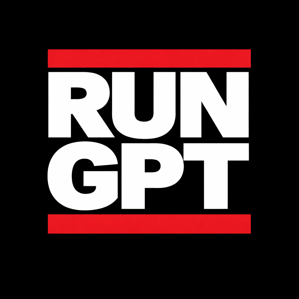 RUN GPT t-shirt logo — developer tee inspired by the iconic Run DMC design